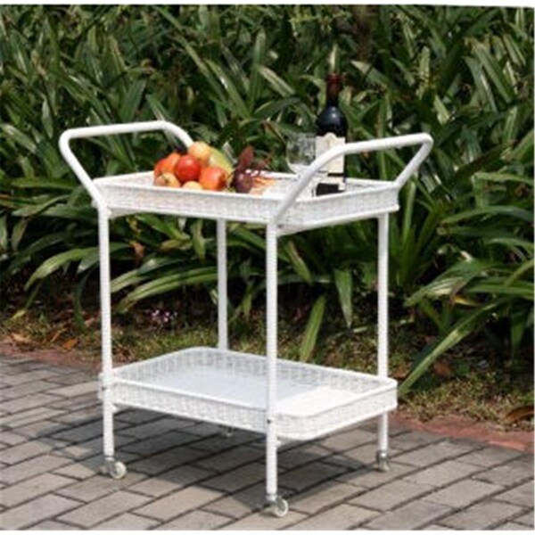 Patioplus Outdoor White Wicker Patio Furniture Serving Cart PA2593739 - main